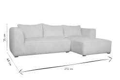 Canapé d'angle droit design en tissu velours côtelé écru 3-4 places PANAM