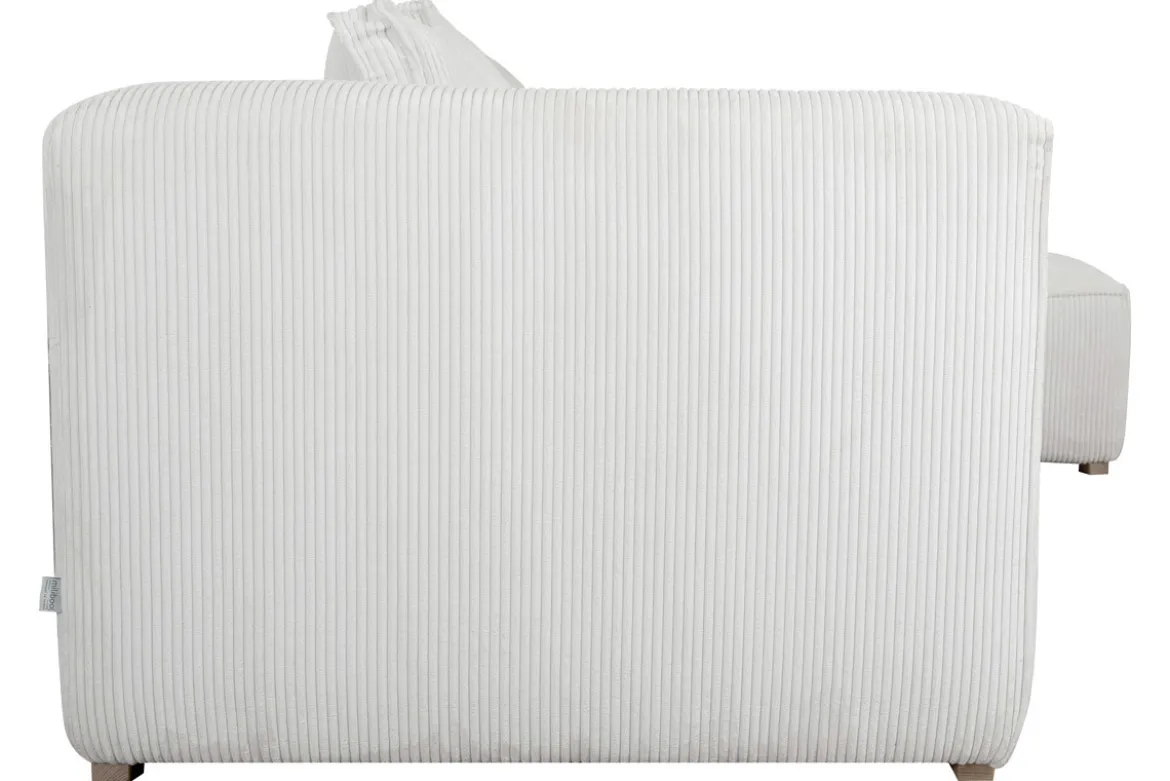 Canapé d'angle droit design en tissu velours côtelé écru 3-4 places PANAM