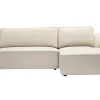 Canapé d'angle droit design en tissu effet velours texturé beige 3 places GRAMMY