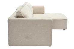 Canapé d'angle droit design en tissu effet velours texturé beige 3 places GRAMMY