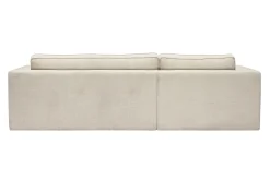 Canapé d'angle droit design en tissu effet velours texturé beige 3 places GRAMMY