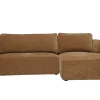 Canapé d'angle droit design en tissu effet velours texturé terre brûlée 3 places GRAMMY