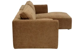 Canapé d'angle droit design en tissu effet velours texturé terre brûlée 3 places GRAMMY