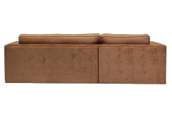 Canapé d'angle droit design en tissu effet velours texturé terre brûlée 3 places GRAMMY