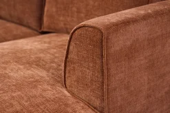 Canapé d'angle droit design en tissu effet velours texturé terre brûlée 3 places GRAMMY