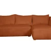 Canapé d'angle droit design en tissu velours côtelé terre brûlée 3-4 places PANAM