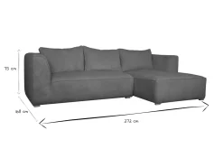 Canapé d'angle droit design en tissu velours côtelé terre brûlée 3-4 places PANAM