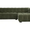 Canapé d'angle droit design 3 places en tissu effet velours vert kaki CORTO