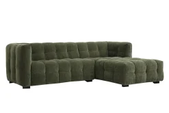 Canapé d'angle droit design 3 places en tissu effet velours vert kaki CORTO