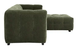 Canapé d'angle droit design 3 places en tissu effet velours vert kaki CORTO
