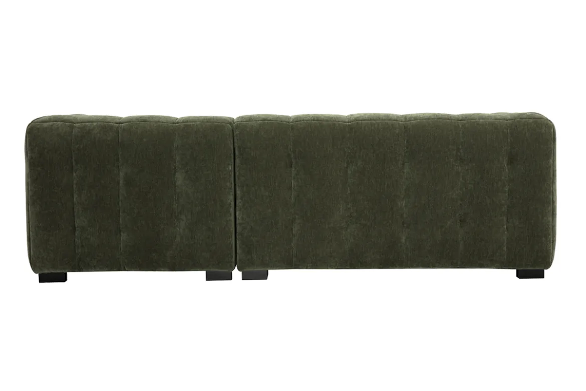 Canapé d'angle droit design 3 places en tissu effet velours vert kaki CORTO