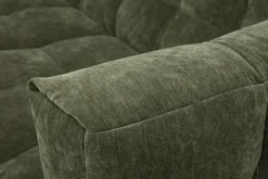 Canapé d'angle droit design 3 places en tissu effet velours vert kaki CORTO