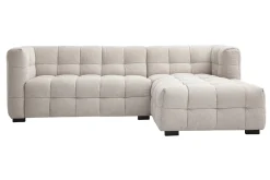 Canapé d'angle droit design 3 places en tissu effet velours texturé beige CORTO