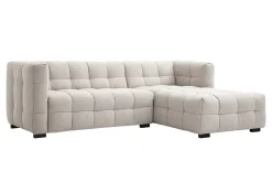 Canapé d'angle droit design 3 places en tissu effet velours texturé beige CORTO