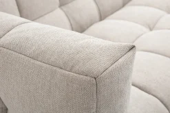Canapé d'angle droit design 3 places en tissu effet velours texturé beige CORTO