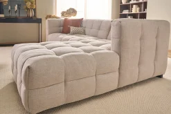 Canapé d'angle droit design 3 places en tissu effet velours texturé beige CORTO