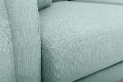 Canapé d'angle droit déhoussable scandinave 4 places en tissu vert lagon et bois clair OSLO