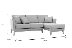 Canapé d'angle droit déhoussable scandinave 4 places en tissu vert lagon et bois clair OSLO
