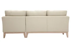 Canapé d'angle droit déhoussable 4 places en tissu beige et bois clair OSLO