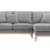 Canapé d'angle droit déhoussable scandinave 4 places en tissu gris clair et bois clair OSLO