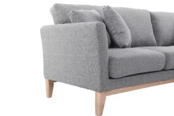 Canapé d'angle droit déhoussable scandinave 4 places en tissu gris clair et bois clair OSLO