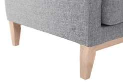 Canapé d'angle droit déhoussable scandinave 4 places en tissu gris clair et bois clair OSLO