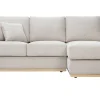 Canapé d'angle droit en tissu effet velours texturé beige 3 places MOSS