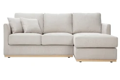 Canapé d'angle droit en tissu effet velours texturé beige 3 places MOSS