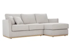 Canapé d'angle droit en tissu effet velours texturé beige 3 places MOSS