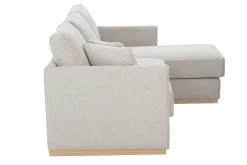 Canapé d'angle droit en tissu effet velours texturé beige 3 places MOSS