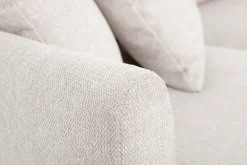 Canapé d'angle droit en tissu effet velours texturé beige 3 places MOSS