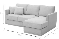 Canapé d'angle droit en tissu effet velours texturé beige 3 places MOSS