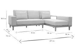 Canapé d'angle droit 5 places avec rangements en tissu effet velours texturé beige et bois clair KOMAO