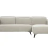 Canapé d'angle droit 3 places avec têtières ajustables en tissu chenille beige et métal NORELL