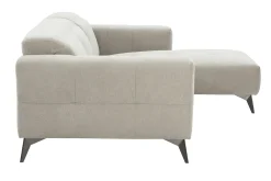 Canapé d'angle droit 3 places avec têtières ajustables en tissu chenille beige et métal NORELL