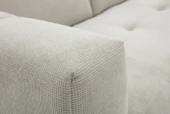Canapé d'angle droit 3 places avec têtières ajustables en tissu chenille beige et métal NORELL