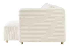 Canapé d'angle droit 3 places en tissu velours côtelé beige et bois clair HARLEM