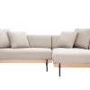Canapé d'angle droit 4 places en tissu chenille beige et métal noir IVAR