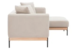 Canapé d'angle droit 4 places en tissu chenille beige et métal noir IVAR