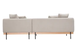 Canapé d'angle droit 4 places en tissu chenille beige et métal noir IVAR