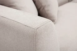 Canapé d'angle droit 4 places en tissu chenille beige et métal noir IVAR