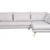 Canapé d'angle droit scandinave 5 places en tissu gris clair chiné et bois clair CREEP