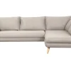 Canapé d'angle droit scandinave 5 places en tissu beige et bois clair CREEP