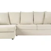 Canapé d'angle gauche convertible 4 places en tissu velours côtelé beige avec matelas 13 cm BACIO