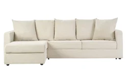 Canapé d'angle gauche convertible 4 places en tissu velours côtelé beige avec matelas 13 cm BACIO