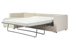 Canapé d'angle gauche convertible 4 places en tissu velours côtelé beige avec matelas 13 cm BACIO