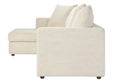 Canapé d'angle gauche convertible 4 places en tissu velours côtelé beige avec matelas 13 cm BACIO