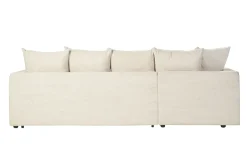 Canapé d'angle gauche convertible 4 places en tissu velours côtelé beige avec matelas 13 cm BACIO