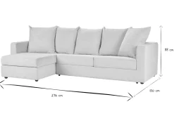 Canapé d'angle gauche convertible 4 places en tissu velours côtelé beige avec matelas 13 cm BACIO