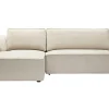 Canapé d'angle gauche design en tissu effet velours texturé beige 3 places GRAMMY